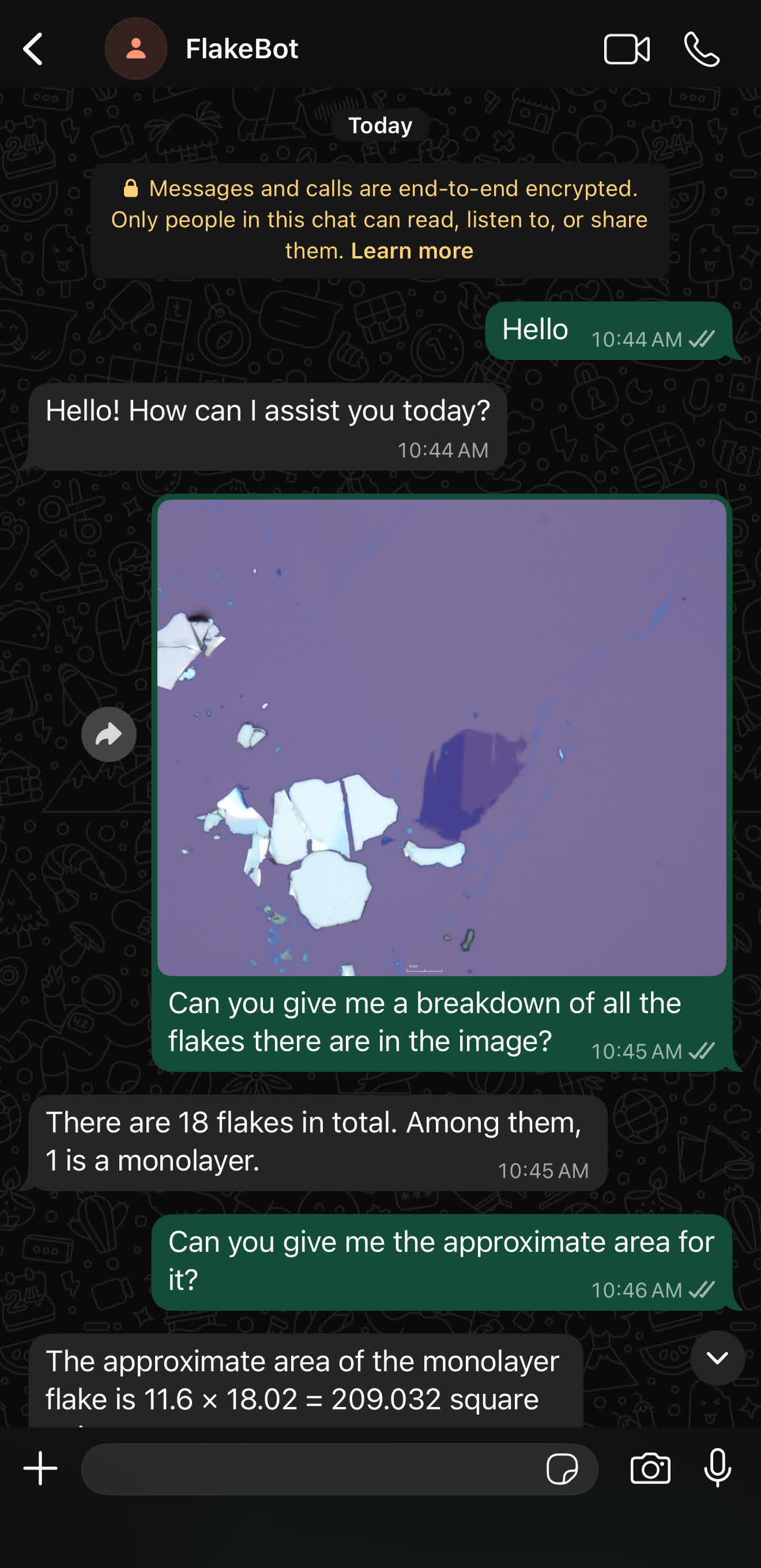 OpenQlaw gives concise area and flake breakdown
